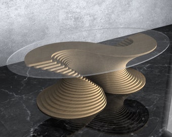 Parametric Wavy Wooden Furniture 38 - Coffee Table / Digital files wood cutting machines