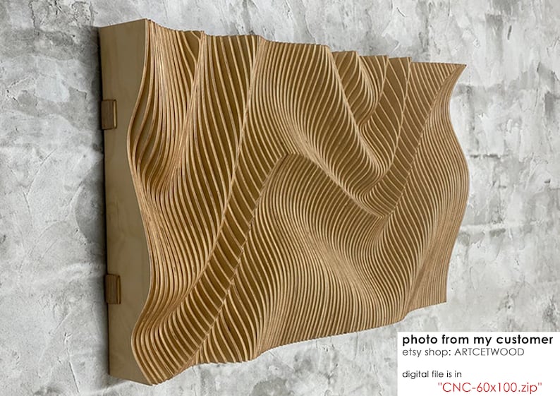 Parametric Wavy Wooden Wall Decor 25 / CNC files for cutting image 5