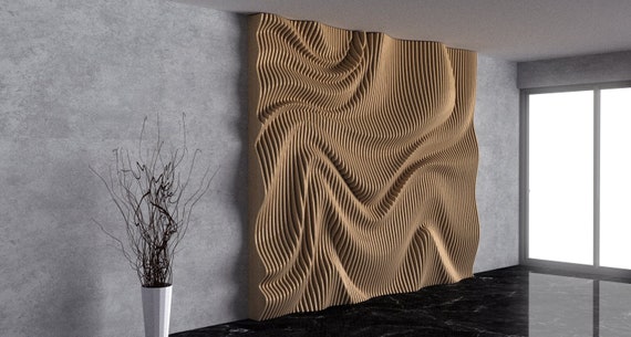 Suri Muf Luxe Parametrisch golvende houten wanddecoratie 41 / CNC-bestanden - Etsy België