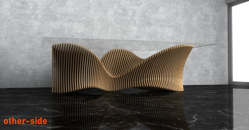 Parametric Wavy Wooden Furniture 41 - Dinner Table - / CNC files for cutting image 6