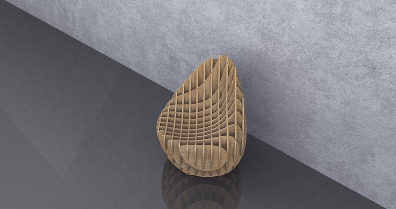 Drewniane meble parametryczne faliste 07 Fotel cięty siatką / pliki CNC do cięcia zdjęcie 5