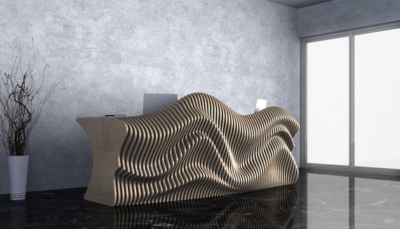Parametric Wavy Wooden Furniture 24 Office Desk CNC Files for