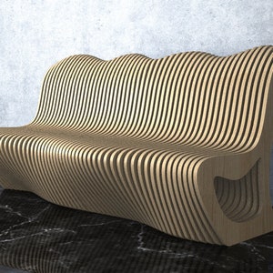 Parametric Wavy Wooden Furniture 22 - Sofa Design  / CNC files for cutting