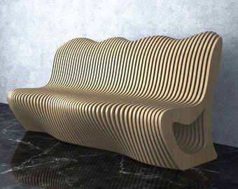 Parametric Wavy Wooden Furniture 22 - Sofa Design  / CNC files for cutting