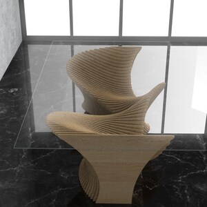 Parametric Wavy Wooden Furniture 41 - Dinner Table - / CNC files for cutting image 8
