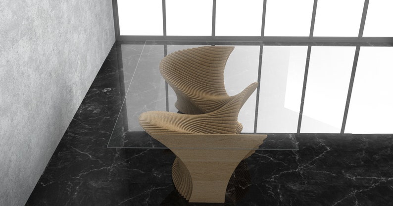 Parametric Wavy Wooden Furniture 41 - Dinner Table - / CNC files for cutting image 8