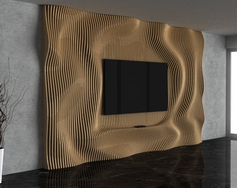 Parametric Wavy Wooden Wall Decor 46 / Meuble TV / Fichiers CNC à découper