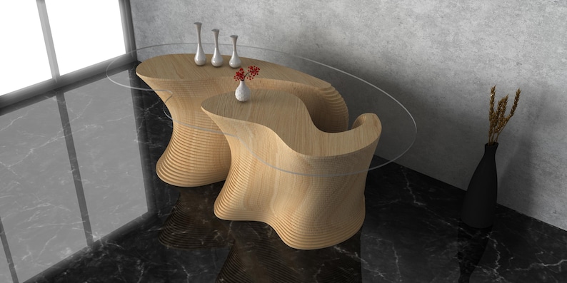 Parametric Dining Table [49] CNC Files | Large Modern Wooden Table DXF ...