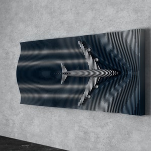 Parametrisk vågig träväggdekor 54 / Flygplansdesign / Digitala filer för träskärmaskiner