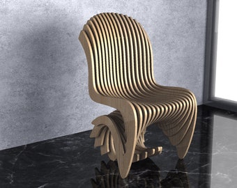 Parametric Wavy Wooden Furniture 36 - Chair Design / CNC files for cutting