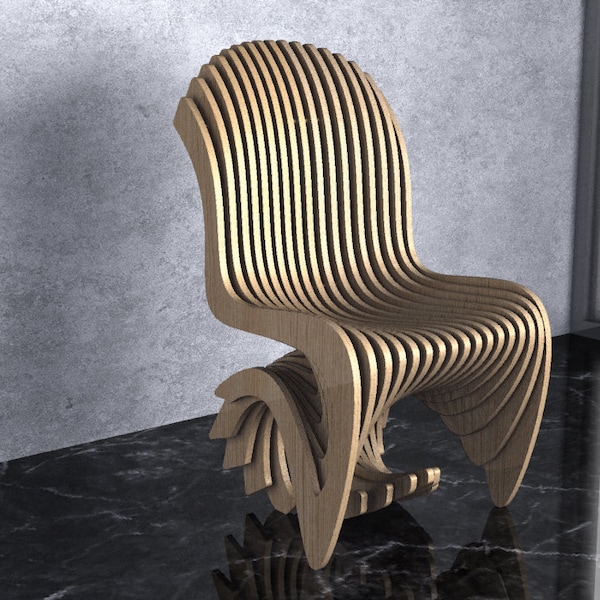 Parametric Wavy Wooden Furniture 36 - Chair Design / CNC files for cutting