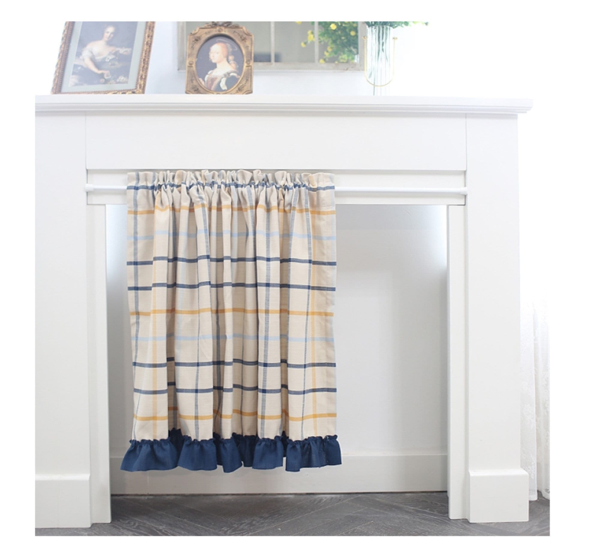 Linen Cafe Curtain Blue Plaid Cafe Curtain Plaid Cafe Curtain Etsy UK