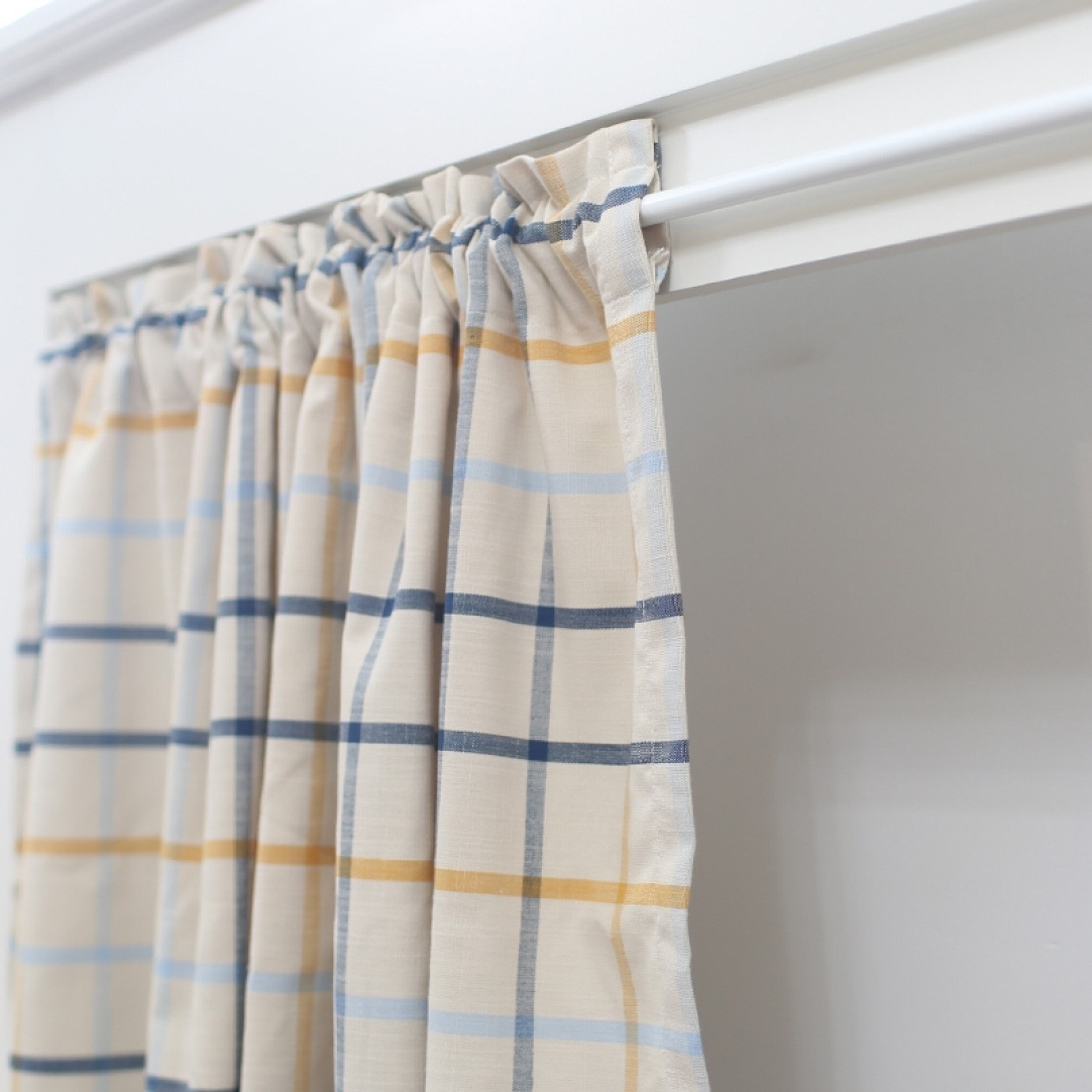 Linen Cafe Curtain Blue Plaid Cafe Curtain Plaid Cafe Curtain Etsy UK