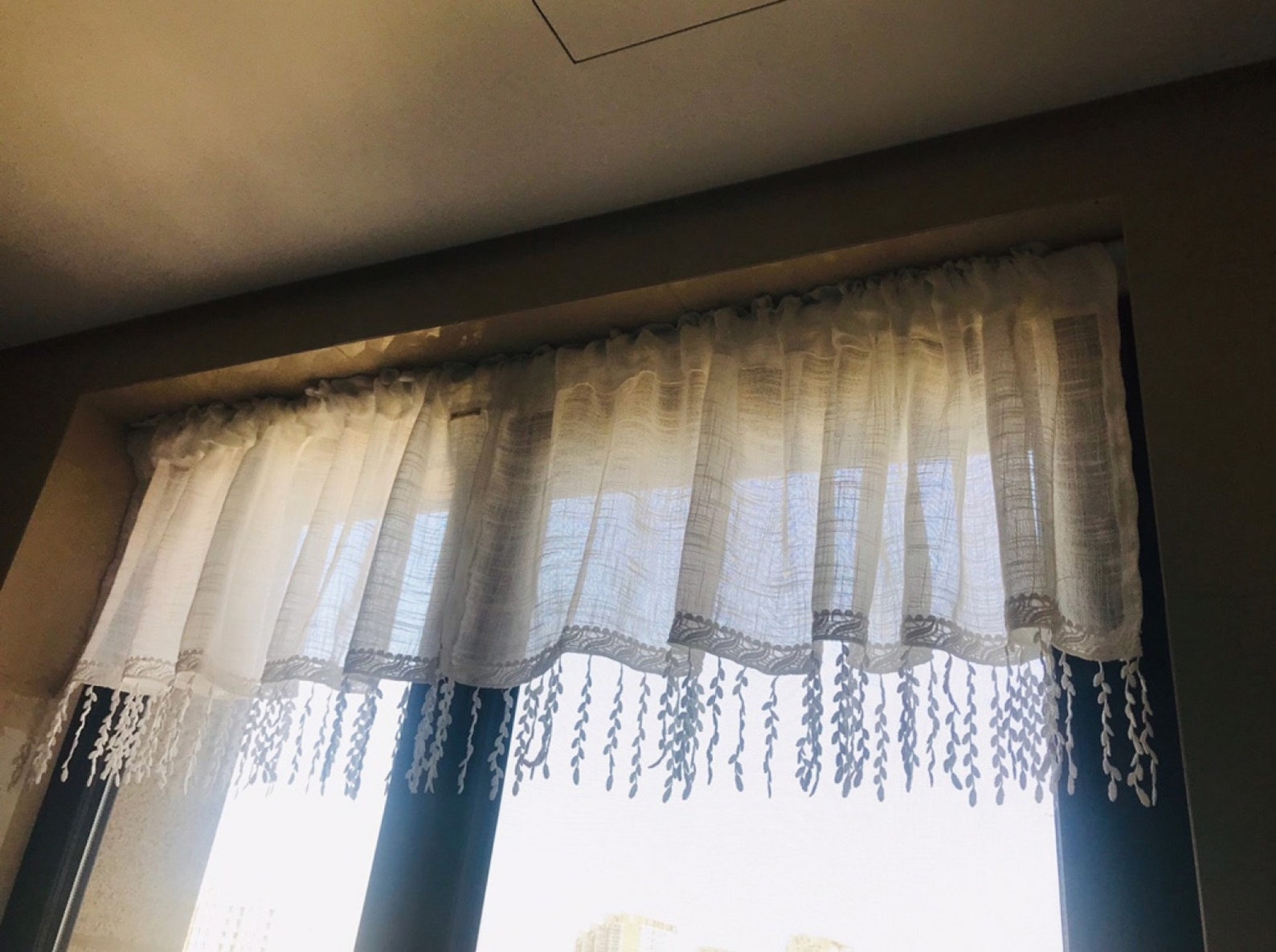 White Linen Cafe Curtain Voile Lace Cafe Curtain Lace Shee Etsy