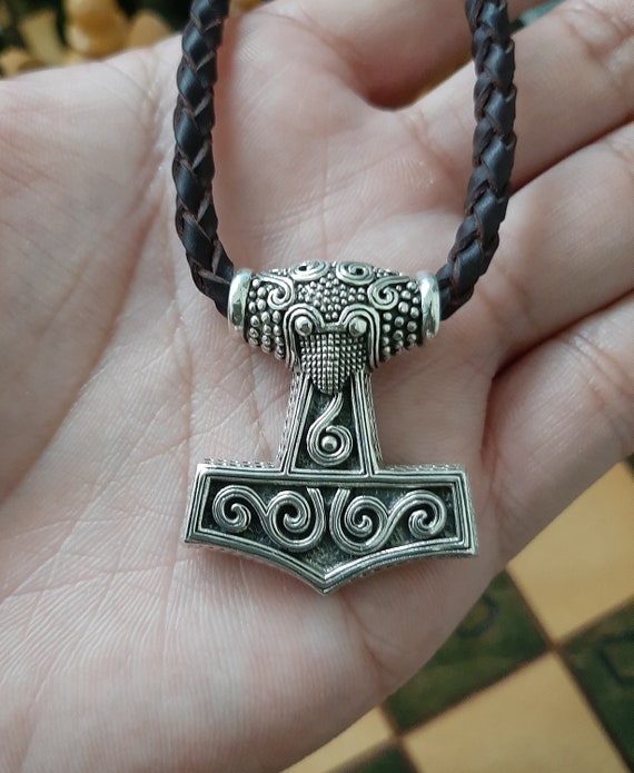 Huge Thor's Hammer Pendant Sterling Silver Mjolnir with Ornaments from –  Viking-Handmade