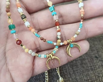 Stainless steel and natural stone choker