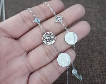 Double and triple protection bracelet made of stainless steel / Stainless Steel Witches Knot and Tetragrammaton Bracelet