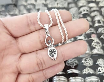 Spiral Goddess Pendant/ Sterling Silver Wicca Pendant