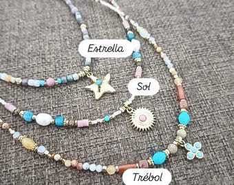 Stainless steel and natural stone choker