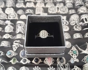 Flower of Life Ring 16mm made of 925 sterling silver.