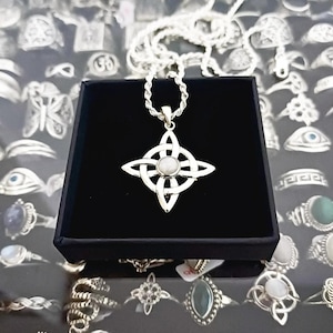 Witch's Knot Pendant with Moonstone made of 925 Sterling Silver/ Sterling Silver Witches Knot Pendant/ Witches Knot