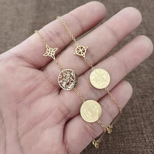 Pulsera doble y triple protección fabricado en acero inoxidable/ Stainless Steel Witches Knot and Tetragrammaton Brazalet
