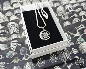 Sun and Moon Pendant made of 925 Sterling Silver