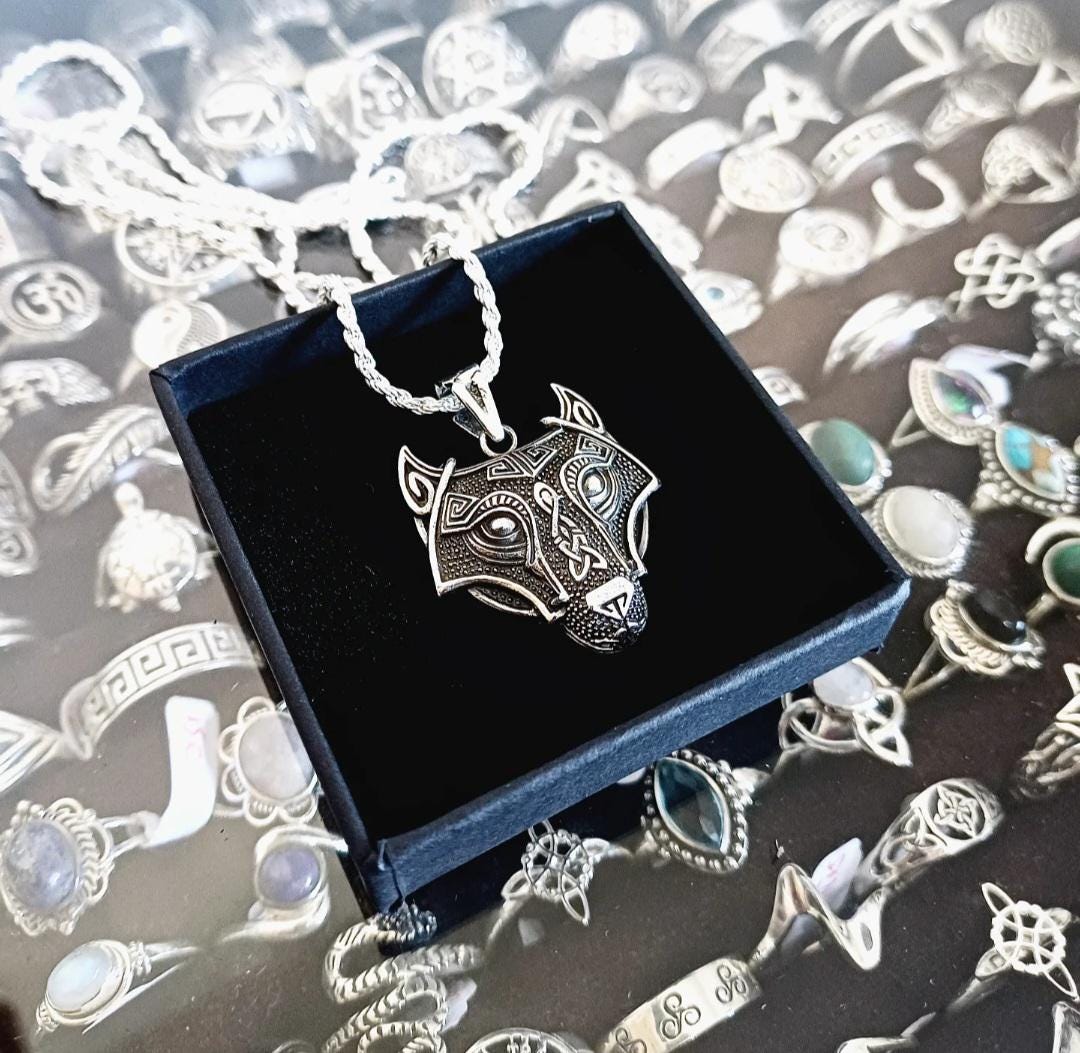 Collana Con Ciondolo Lupo In Argento 925 - Donna, Regalo Compleanno, Catena 45 Cm