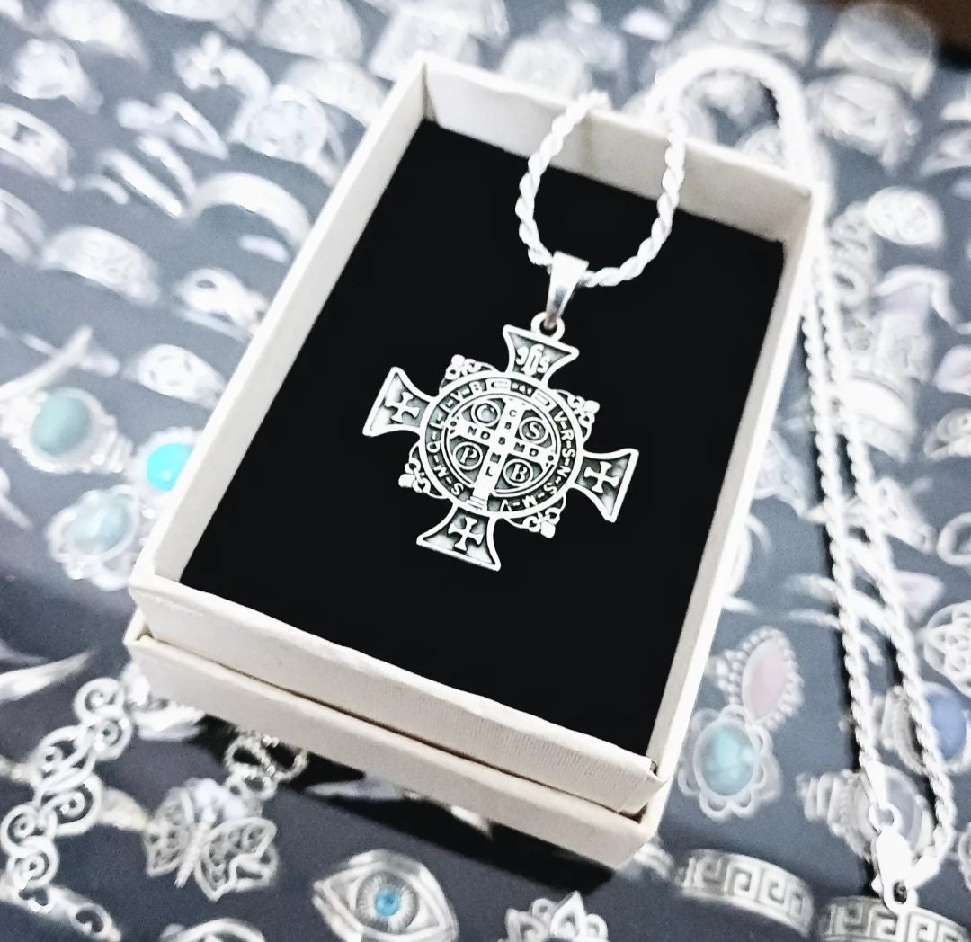 925 Sterling Silver Pendant With the Cross of Saint Benedict Medal of ...