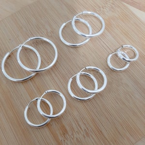 925 silver hoops, 3mm thick/ Sterling Silver 925 Hoops