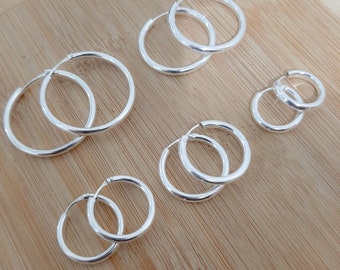 925 silver hoops, 3mm thick