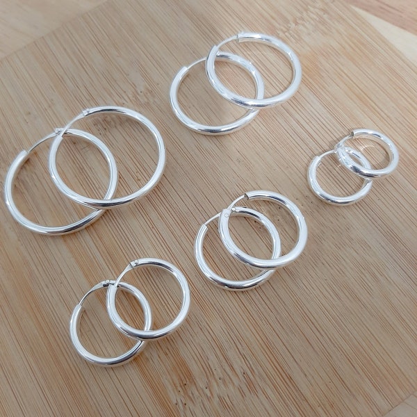 925 silver hoops and 3mm thickness/ Sterling Silver 925 Hoops