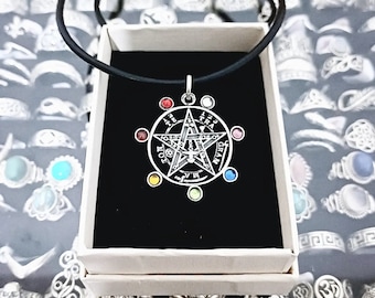 Tetragrammaton and Chakras 2 Pendant