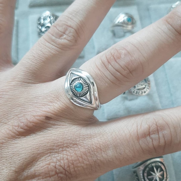 Ring „Auge der Vorsehung“ aus 925er-Sterlingsilber/Augenring aus Sterlingsilber