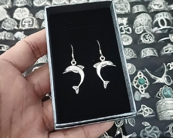 Dolphin earrings made of 925 sterling silver.
