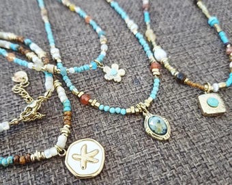 Stainless steel and natural stone choker