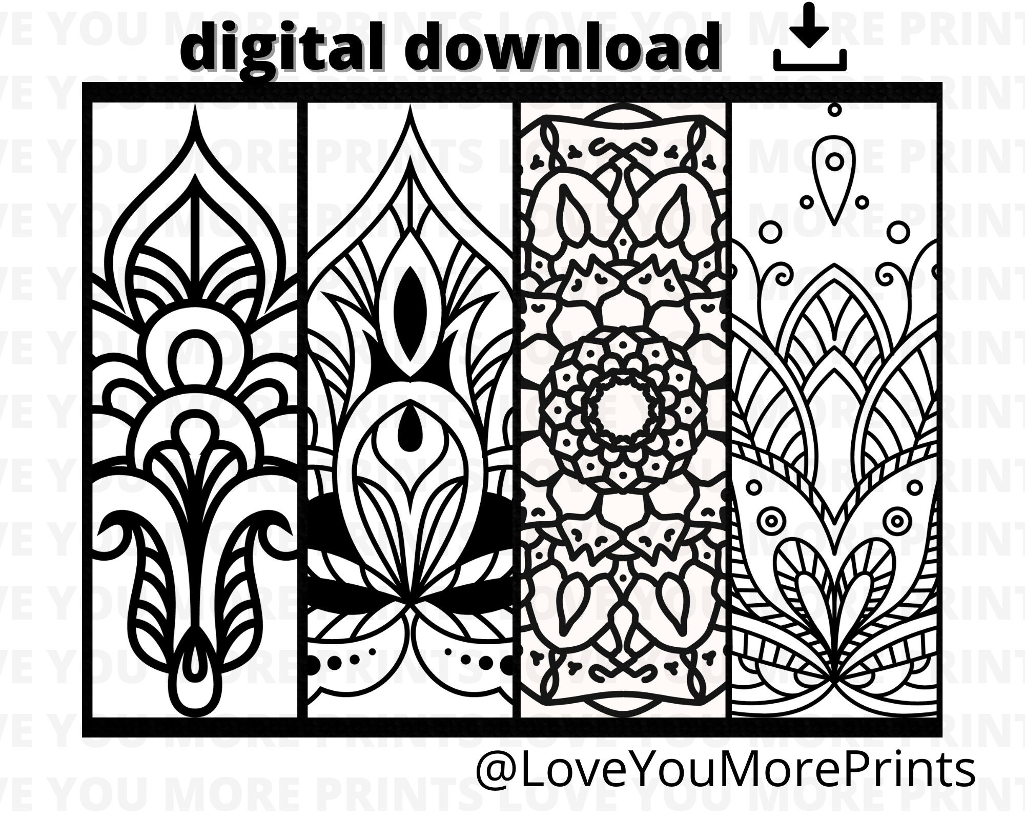 4 Printable Bookmarks Template Printable Bookmarks Set - Etsy