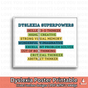 Vier de superkrachten van dyslexie met deze inspirerende, prachtige dyslexieposter! Empower je leerlingen met deze therapeutische dyslexieprint!