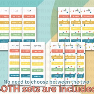 Danish Pastel Printable Affirmation Bookmarks - Set of 6 Plain and 6 Polka Dot Designs - Positive Vibes, Self-Care Motivation