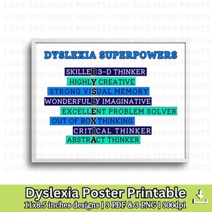 Celebrate Dyslexia Superpowers Printable, Beautiful Dyslexia Poster! Motivate your students with this Empowering Dyslexia Print!