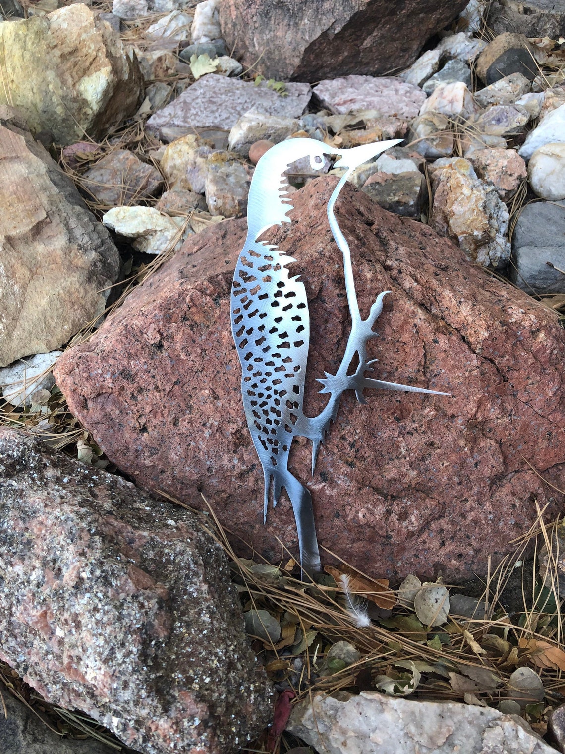 Metal Woodpecker Tree Art Outdoor Decor Metal Bird on | Etsy