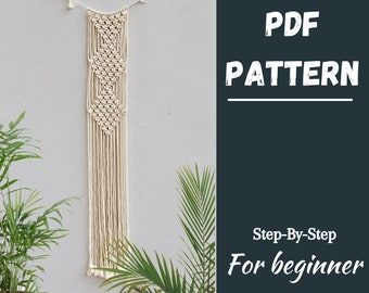 Macrame Pattern PDF Wall Hanging | Beginner Digital Macrame Wall Hanging Tutorial | Step By Step guide with photos | Instant download