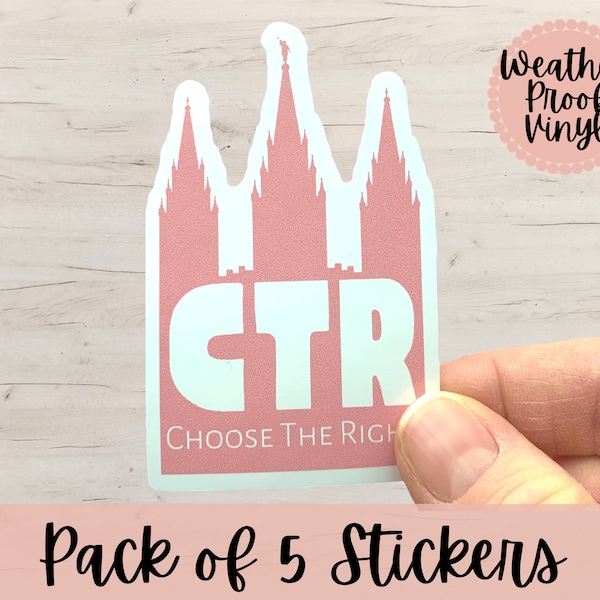 Choose the Right Sticker - Pack of 5 Stickers - CTR - Temple - LDS - Waterproof Proof Decal - Bulk