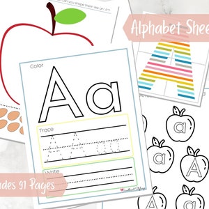 Alphabet Sheets printable - Circle Time Activity - Instant Digital Download - Letter of the Week - Preschool Curriculum