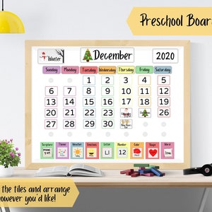 Preschool Board PRINTABLE - Perpetual Calendar - Digital Download - Homeschool Learning - Circle Time - Preschool Schedule - Weather - ABC