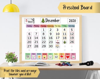 Quadro para Educação Infantil IMPRIMÍVEL - Calendário Perpétuo - Download Digital - Aprendizagem em Casa - Hora da Roda - Horário da Educação Infantil - Clima - ABC