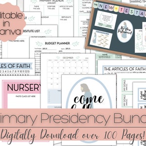Primary Presidency Bundle PRINTABLE - Primary Binder - Planner ...