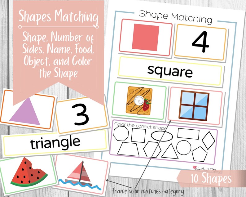 Shapes Bundle Printable - Shape Matching - Shape Practice - Color the ...