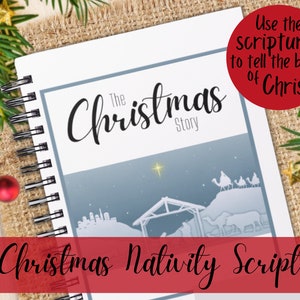 The Christmas Story PRINTABLE - Nativity Play - Instant download - Act out Christmas Program - Bible Verses - Christmas Songs