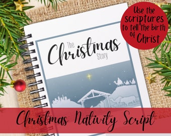 The Christmas Story PRINTABLE - Nativity Play - Instant download - Act out Christmas Program - Bible Verses - Christmas Songs